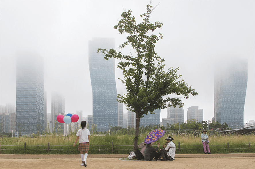 Photographie de Songdo, cité futuriste en Corée du Sud